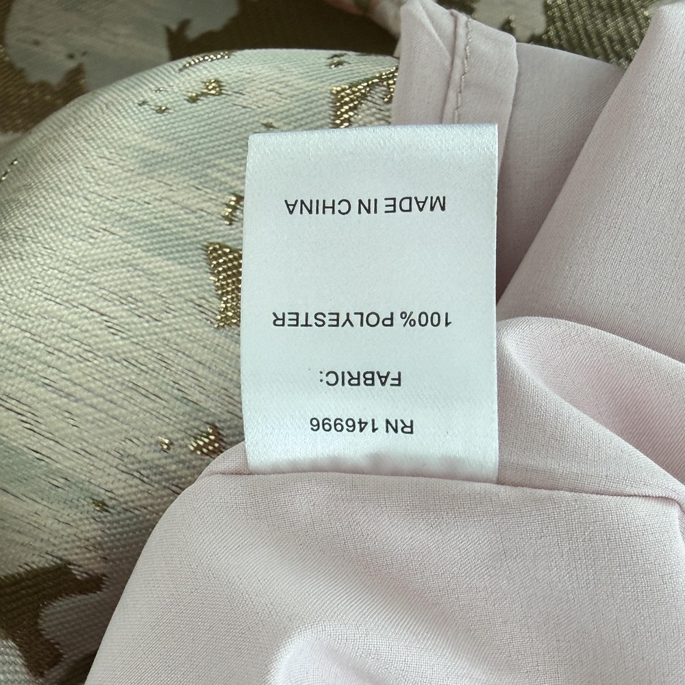 Abbey Glass Dress Medium Pink Bronwyn Floral Jacquard Ruffle Bell Sleeve Shift - Picture 6 of 9